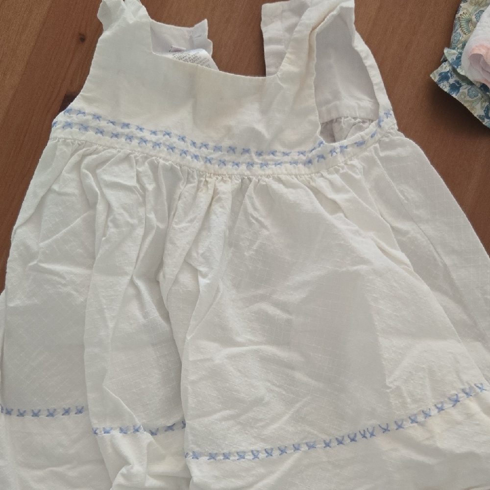 Jacadi Ivory Dress with Blue Label